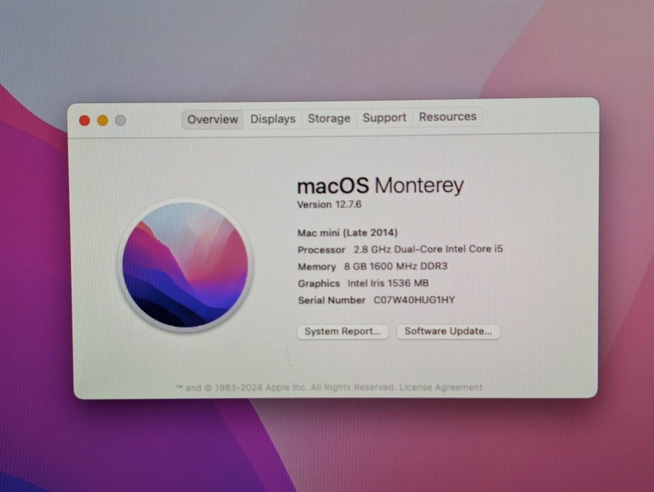 Apple Mac Mini Late 2014 Intel Core i5-4308U 8GB RAM 1TB Fusion HDD  -