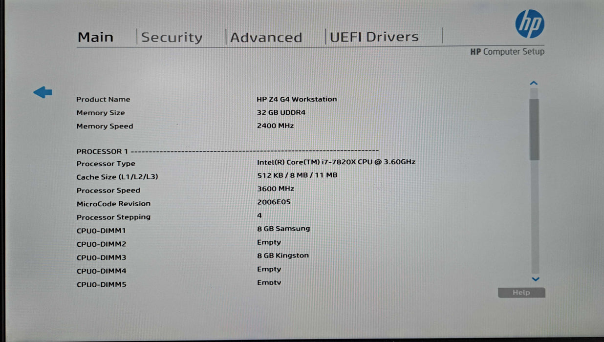 HP Z4 G4 Workstation | Intel Core i7-7820X @3.60GHz, 32GB DDR4, 256GB NVMe )