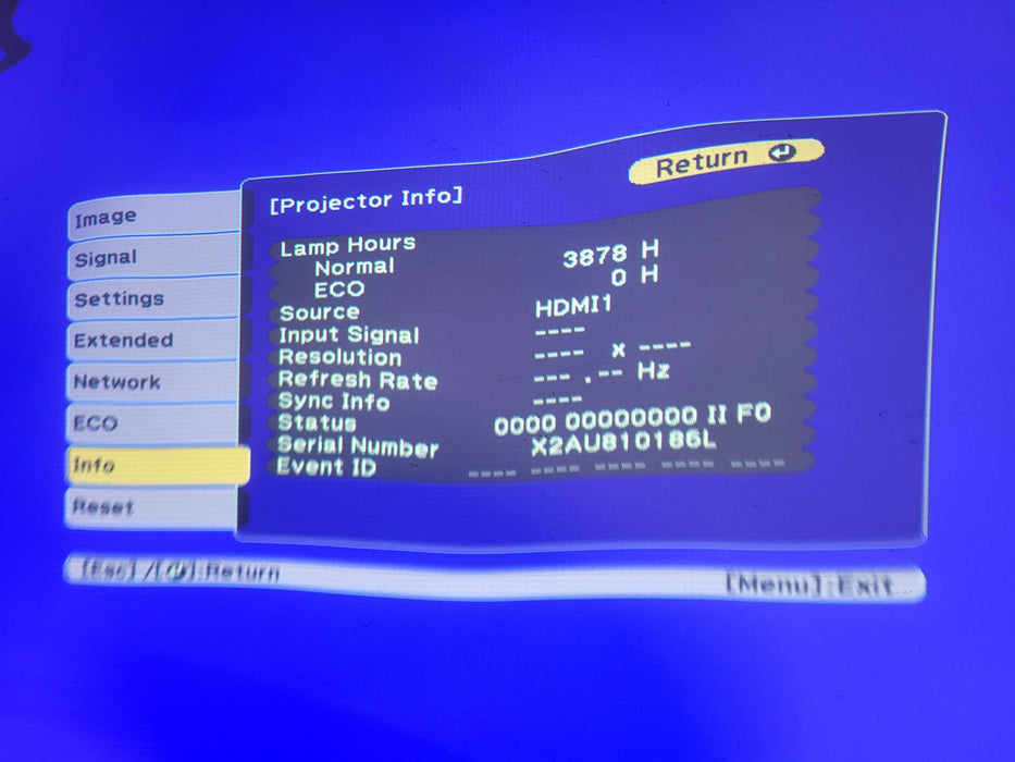 Epson PowerLite 675W 3200 ANSI Lumens 3LCD Projector Lamp hour: 3787h No remote $