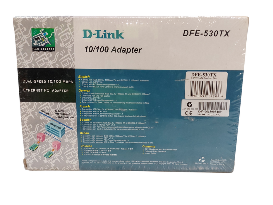 D-LINK 10/100 Adapter DFE-530TX Ethernet PCI Adapter- Factory Sealed