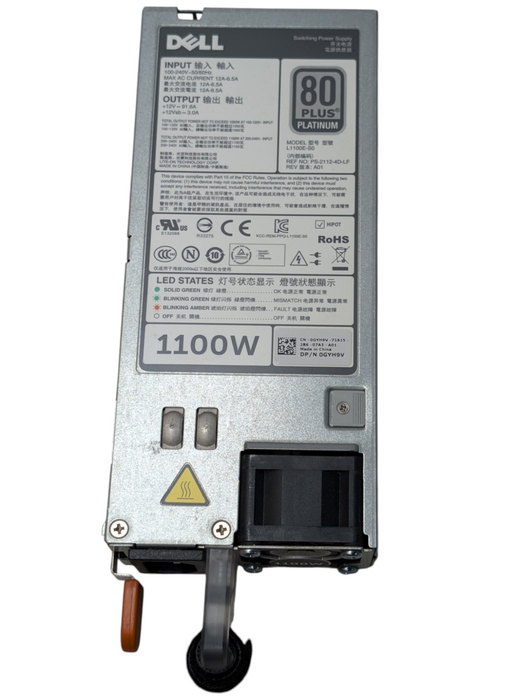 DELL R720 1100W PSU 0GYH9V 12th Gen Server Power Supply 100-240V AC Input  Q-