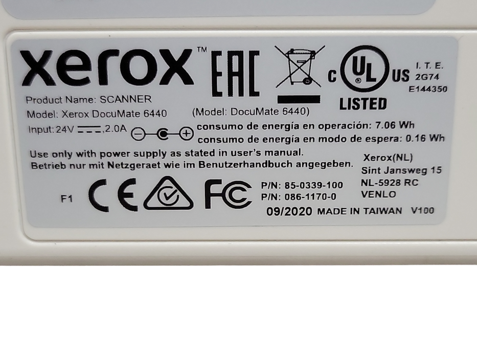 Xerox DocuMate 6440 Duplex Scanner, NoPower Supply, READ _