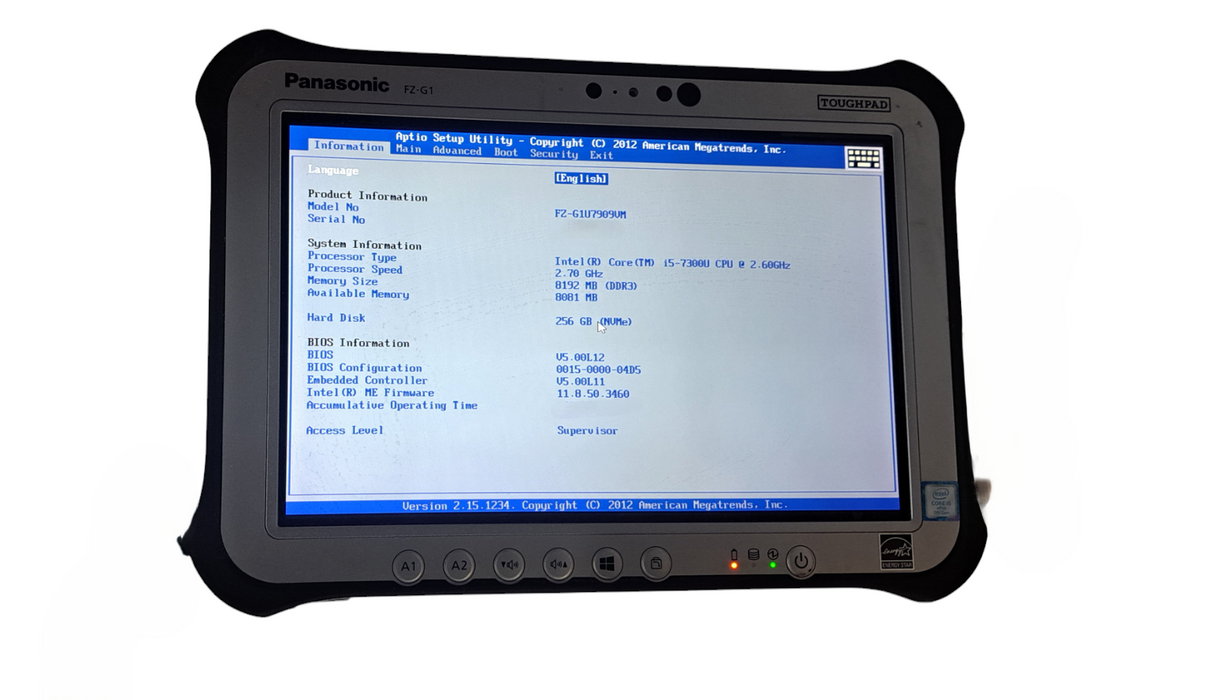 Panasonic TOUGHBOOK FZ-G1 MK5 Intel i5-7300U CPU|8GB RAM DDR3| 256GB SSD Q