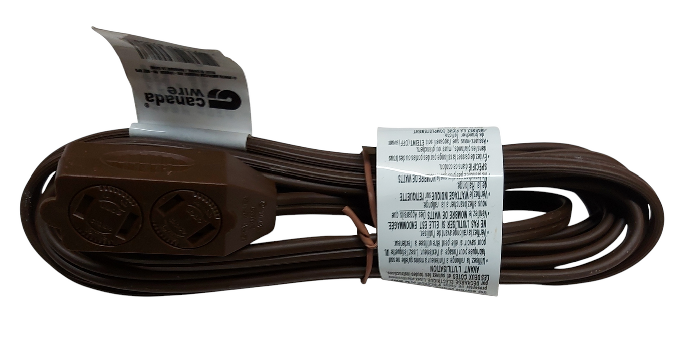 Lot 3x Canada Wire 3-Outlet Indoor Extension Cord – Brown, 12 ft P/N 89008