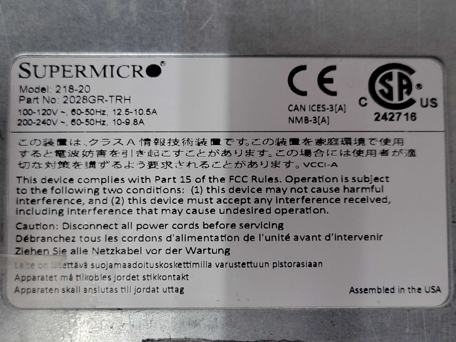 Supermicro X10DRG (218-20) 2x Xeon E5-2630v4 192GB 10x 2.5" No PSU READ   _