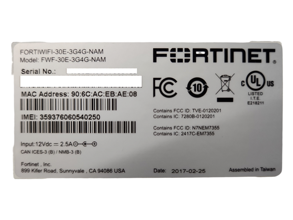 Fortinet FortiWifi 30E-3G4G Network Security Appliance, FWF-30E-3G4G-NAM