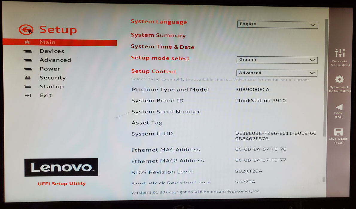 Lenovo ThinkStation P910 1x Xeon E5-2643 v4 32GB DDR4 K2200 - No HDD