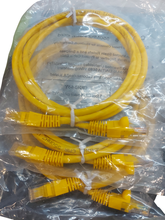 LOT 3x - 5FT Yellow CAT6 Network Ethernet Cable RJ45