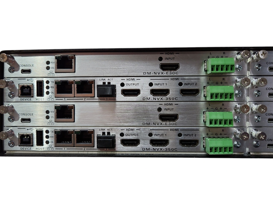 Crestron DMF-CI-8 Digital Media Chassis w/ 2x DM-NVX-E30C, 6x DM-NVX-350C