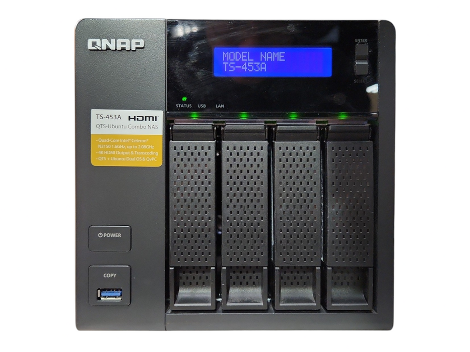 QNAP TS-453A 4-Bay NAS, Celeron N3150 1.60GHz, 4GB RAM w/ 4x1TB HDDs