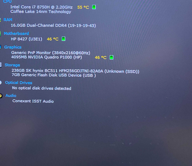 HP ZBook Studio G5 4K i7-8750H QUADRO P1000 4GB GPU 16GB RAM 256GB SSD READ  Lap200