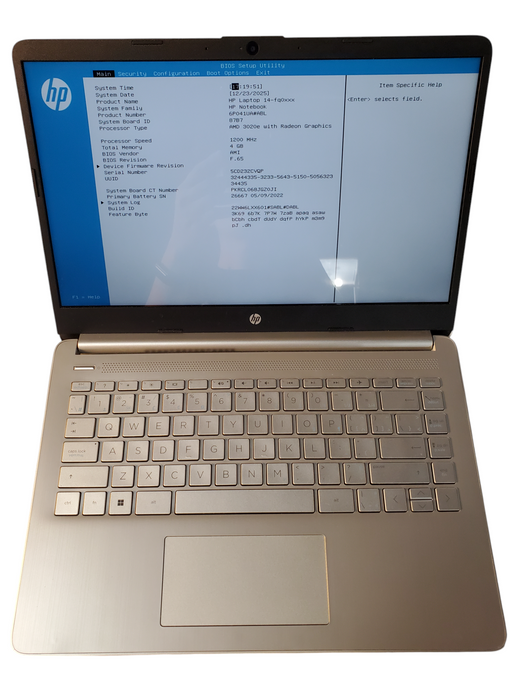 HP 14-fq0208ca 14" FHD IPS AMD 3020e 1.20 GHz 4GB RAM 64GB eMMC  Lap200