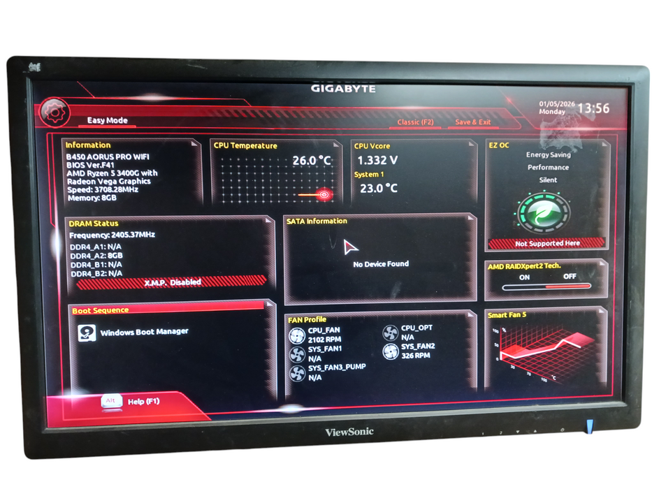 Custom PC Gigabyte B450 Aorus Pro Wifi AMD Ryzen 3400G 8GB DDR4 READ