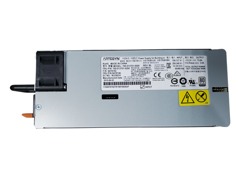 IBM/ LENOVO P/N 94Y8192/ FRU 94Y18145 900W POWER SUPPLY FOR X3650M5