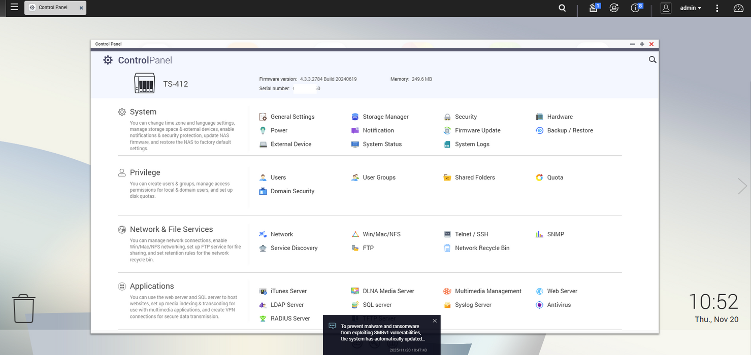 Qnap TS-412 4 Bays NAS w/ 4x1TB HDDs, No Adapter $