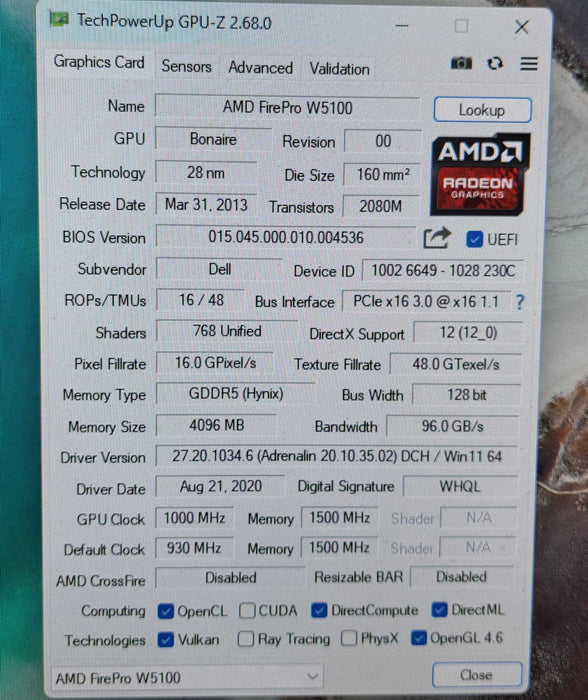 AMD FirePro W5100 4GB GDDR5 Graphics Card | 4x DisplayPort )