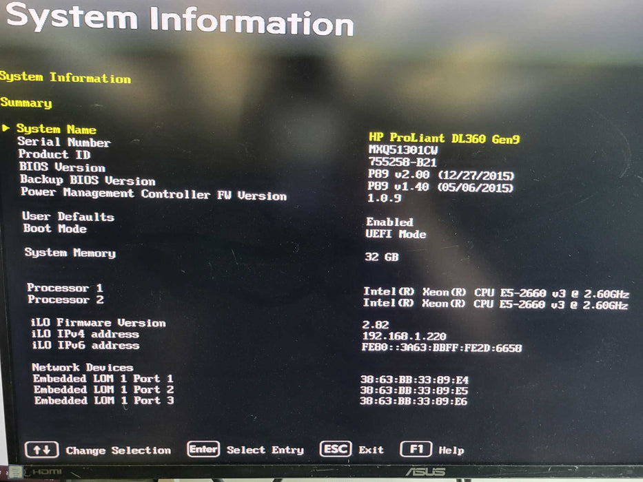 HP ProLiant DL360 Gen9 - 2x Xeon E5-2660 v3 32GB DDR4 B140i 2x500W PSU %