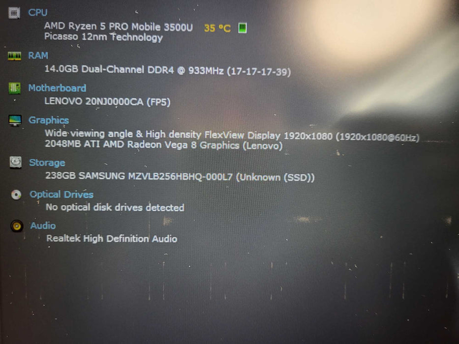 Lenovo ThinkPad T495 | Ryzen 5 PRO 3500U 16GB DDR4, 256GB NVMe  $ Lap200