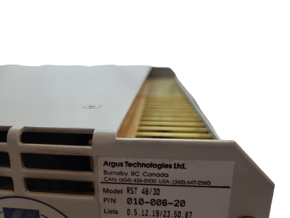 ARGUS TECHNOLOGIES SWITCHED MODE RECTIFIER ARGUS ALPHA 010-015-20 RST 48/15A %