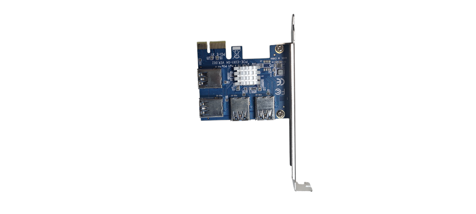 EUX1-04 PCIE 1 to 4 Slots Riser Card Adapter USB 3.0 PCIE