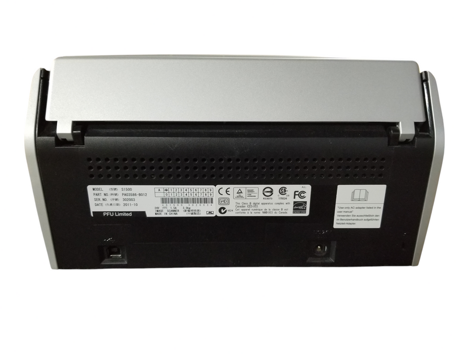 Fujitsu ScanSnap S1500 PA03586-B012 Document Scanner + Power Adapter
