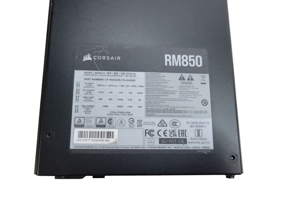 CORSAIR 850W Fully-Modular ATX PSU (RM850/RPS0120) %