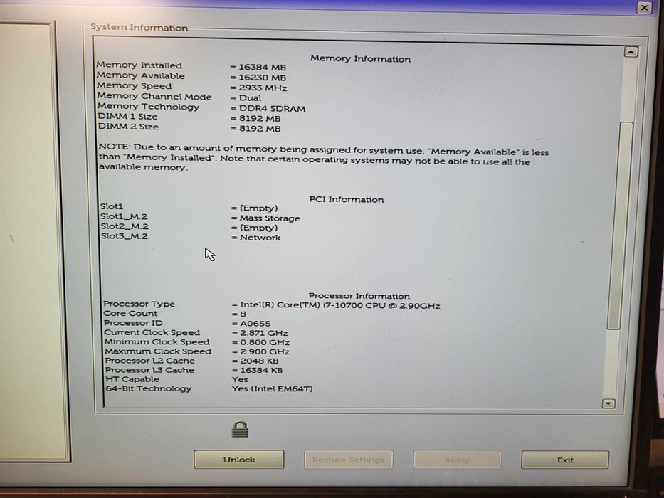 Dell Precision 3240 USFF i7-10700T 2.9GHz 16GB DDR4 256GB NVMe w/ AC READ $