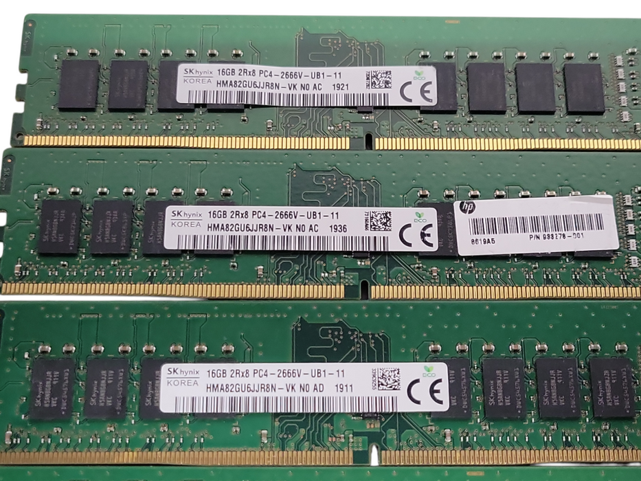 Lot of 6x SK Hynix 16GB 2Rx8 PC4-2666V-UB1-11 Desktop Memory _
