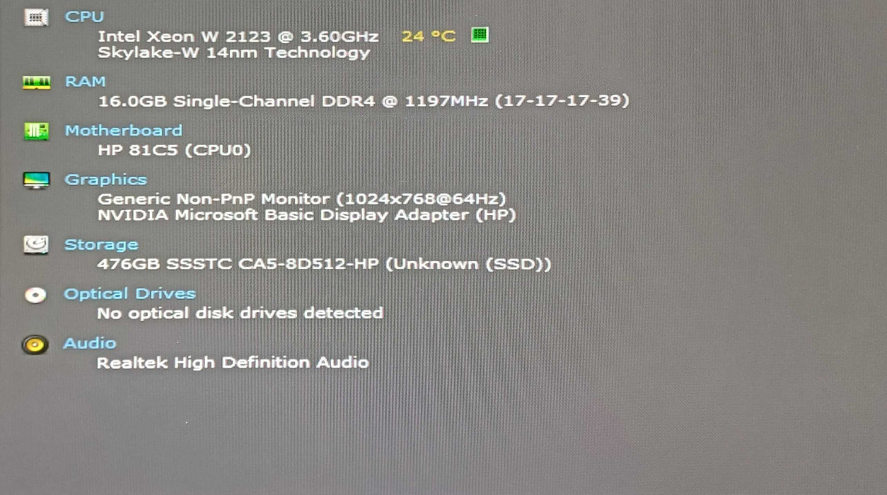 HP Z4 G4 WS, Xeon W-2123 3.60GHz, 16GB DDR4, 512GB NVMe, K2200