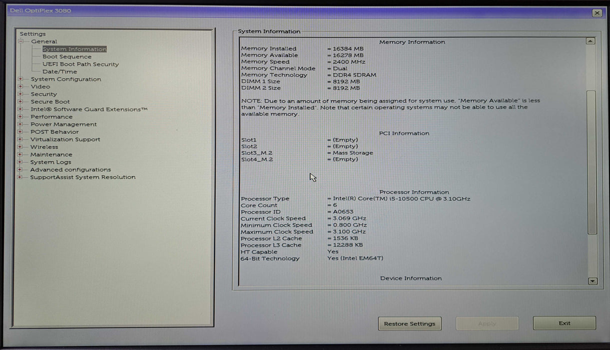 Dell OptiPlex 3080 SFF Intel Core i5-10500 @3.10GHz, 16GB DDR4, 256GB NVMe )