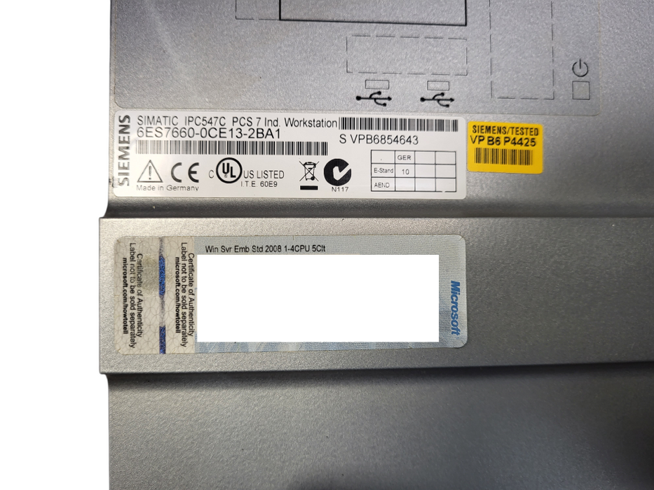 SIEMENS SIMATIC IPC547C PCS 7 Rack PC | 6ES7660-0CE13-2BA1 READ $