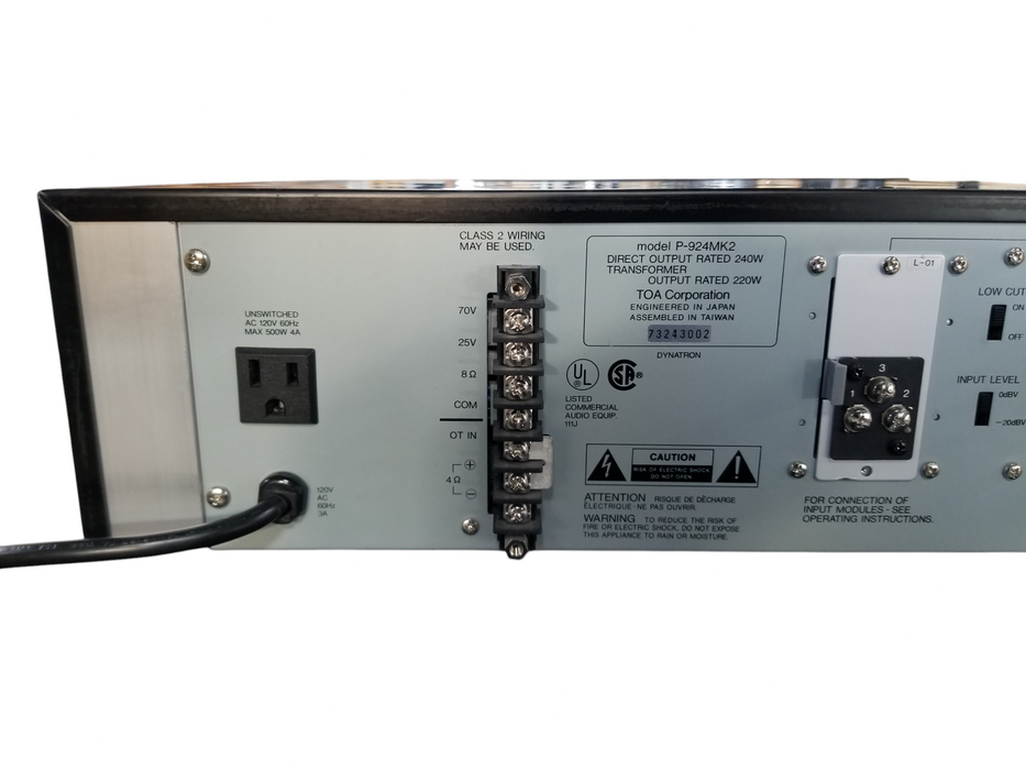 TOA 900 Series II P-924MK2 240W Amplifier - Powers On - Untested Further