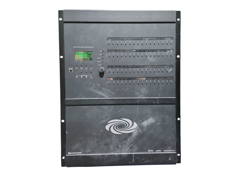 Crestron DM-MD32x32, 6xDMC-HD, 9xDMC-SDI, 10xDMC-S, 5xDMCO-44, 2xDMCO-33