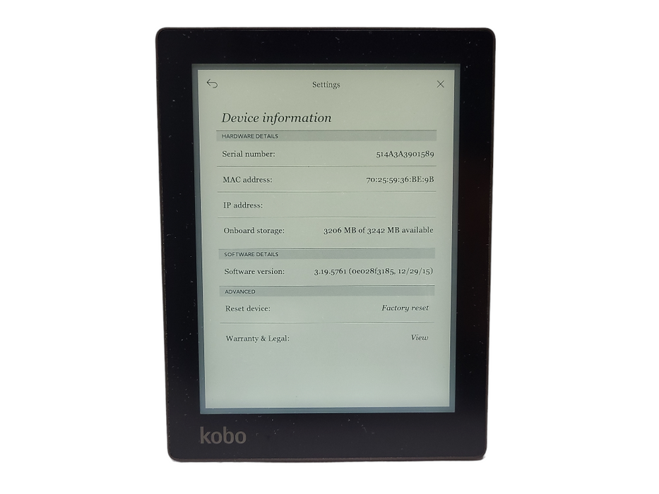 Kobo Aura e-Reader 4GB Wi-Fi 6.0" N514 READ $