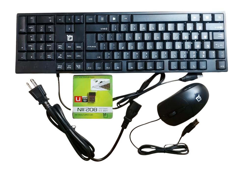 QR 70 Wired Keyboard & USB Optical Mouse with USB Adapter