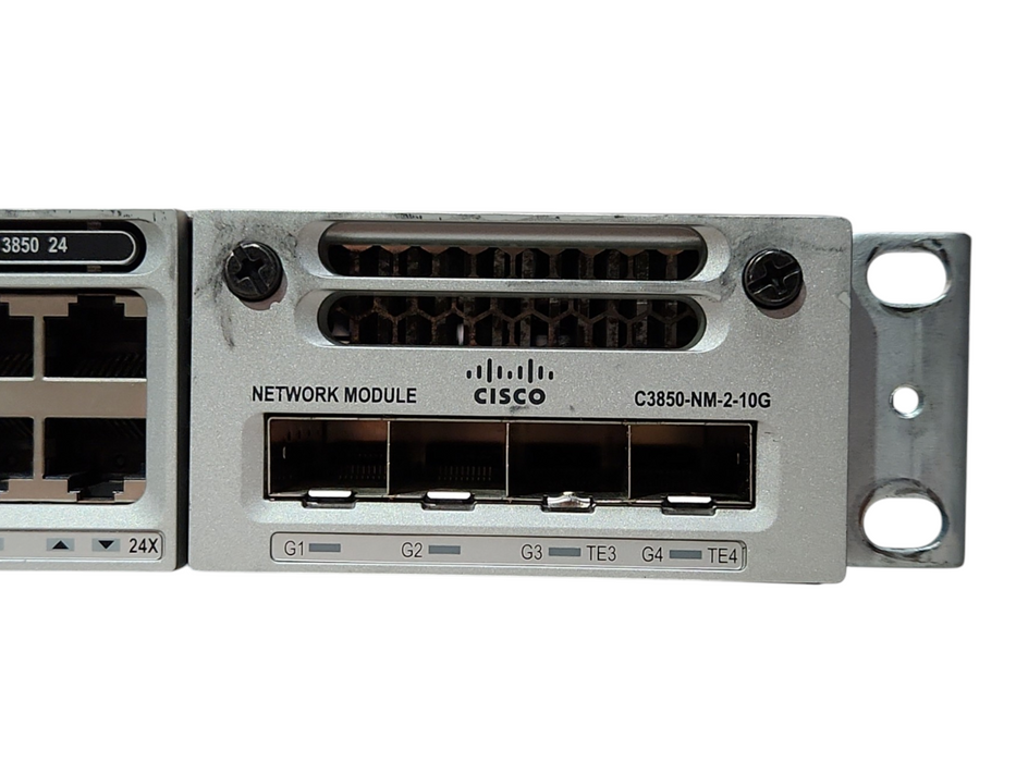 Cisco WS-C3850-24T-S 3850 24 port switch w/ C3850-NM-2-10G & 2x 350w PSU