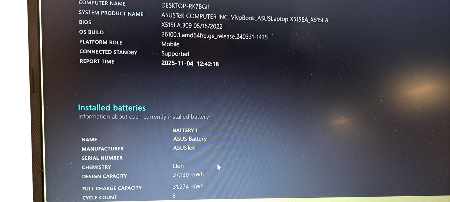 ASUS X515E i5-1135G7 CPU|500GB NVME|16GB RAM|No AC| READ  Lap200