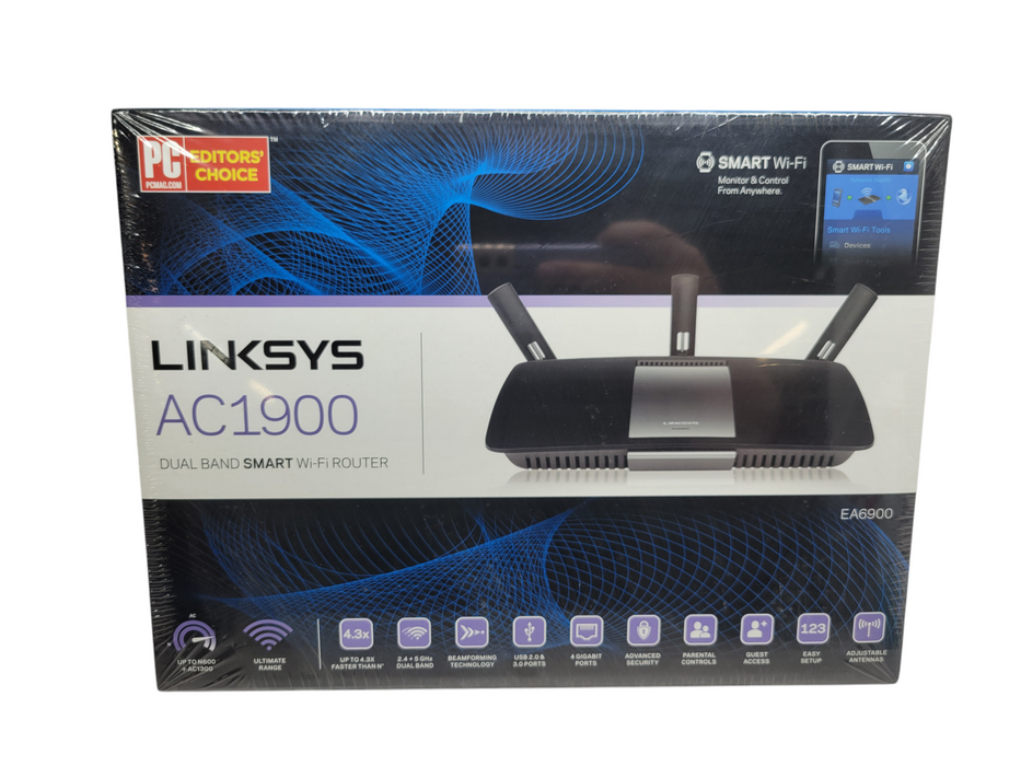 NEW Linksys AC1900 DUAL BAND SMART WI-FI ROUTER (EA6900) Q%