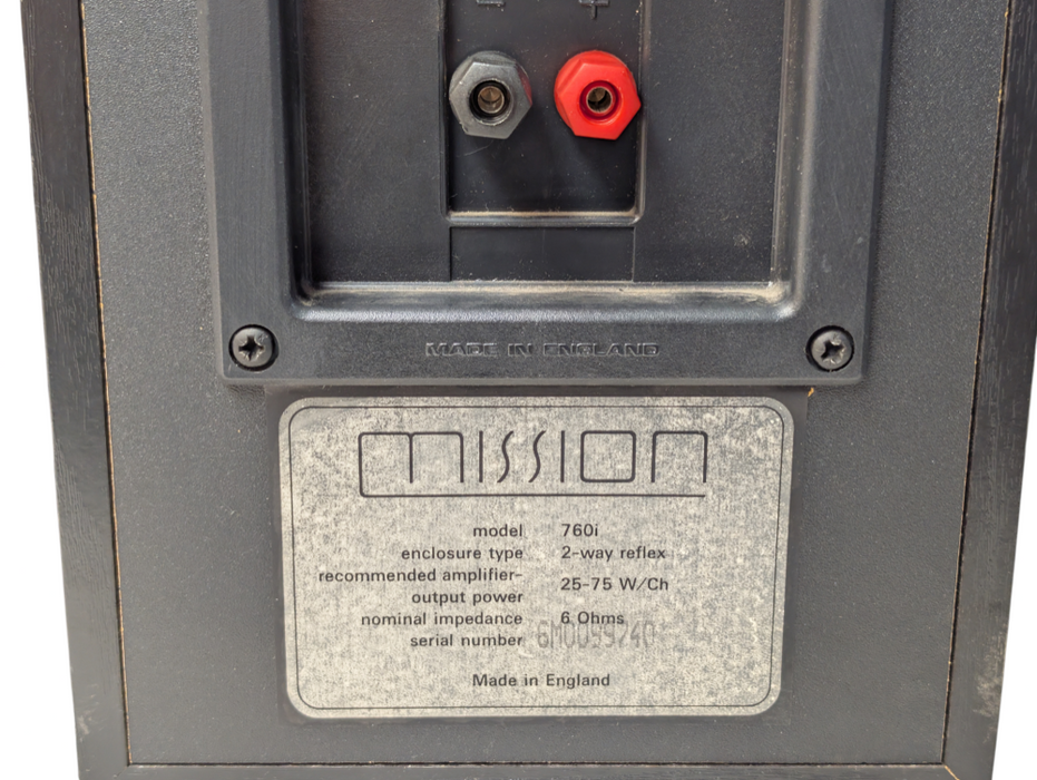 Pair of MISSION 760i 2-way reflex 6 Ohm Hi-Fi Bookshelf Speakers  -