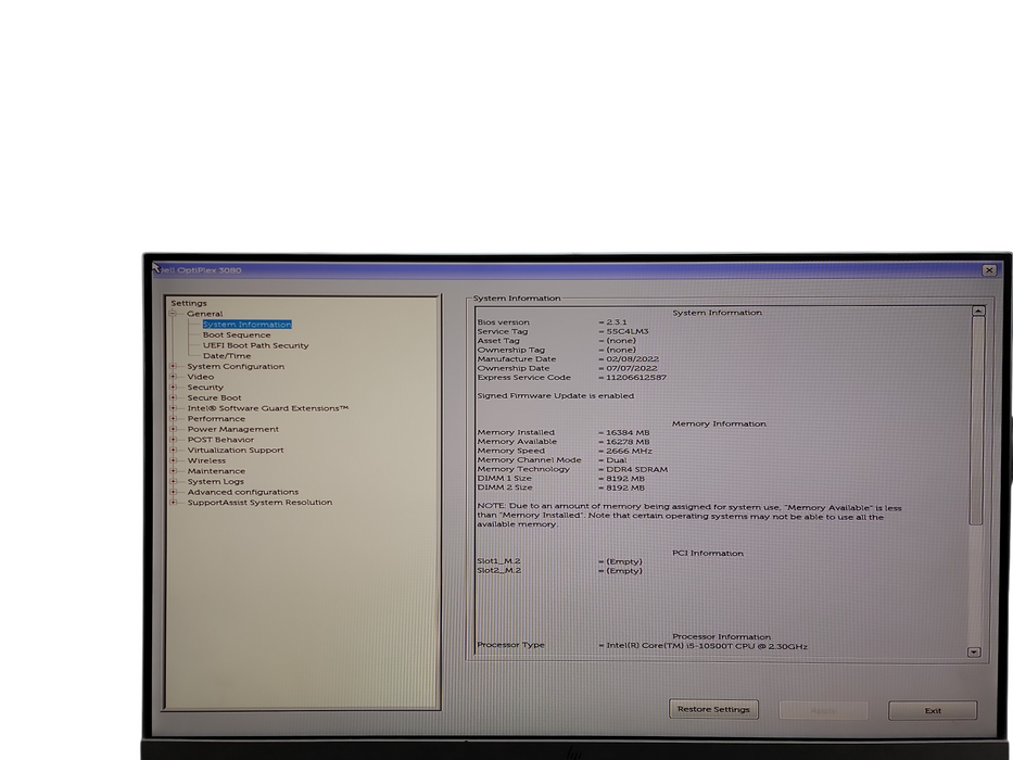 Dell OptiPlex 3080 Micro i5 - 10500T @ 2.30GHz 16GB DDR4 Ram θ