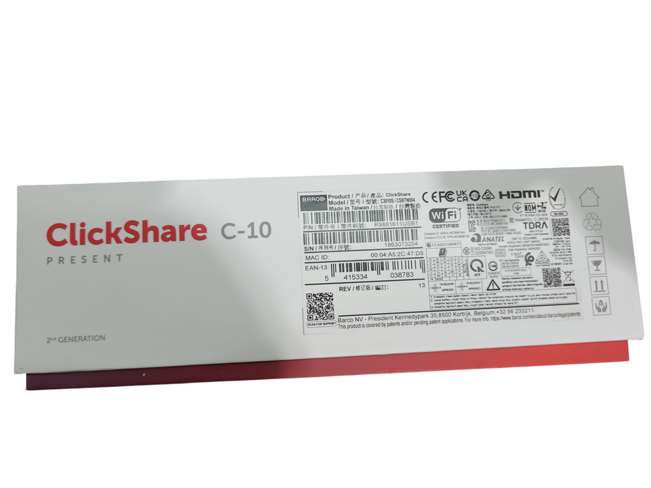 Barco ClickShare C-10 GEN2 Wireless Gateway, TAA Compliant, 1 Buttons