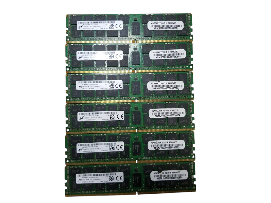 Micron 96GB Bundle DDR4 RAM (6x16GB) 2Rx4 PC4-2133P-RB0-10 DDR4 Server RAM