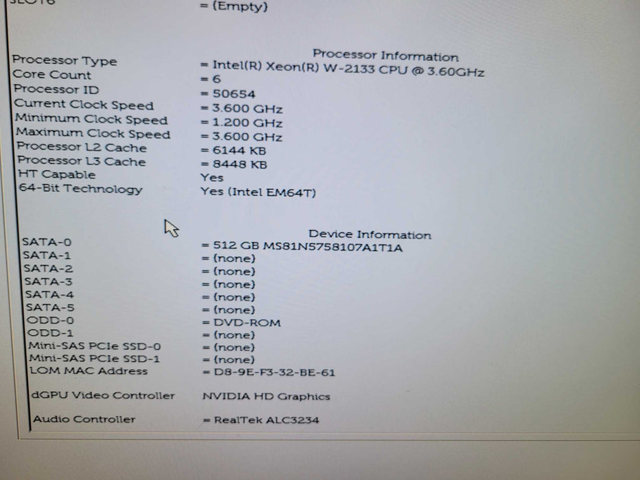 Dell Precision T5820 - Xeon W-2133 16GB DDR4 512GB SSD 950W PSU %