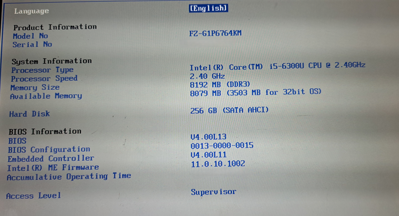 Panasonic Thoughbook FZ-G1 i5-6300U CPU|8GB DDR3 RAM|250GB SSD