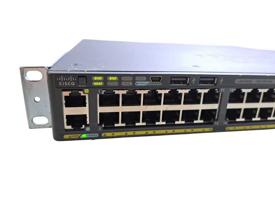 Cisco WS-C2960X-48FPD-L V07 | 48-Port Gigabit PoE+ 740W Switch | 2x 10G SFP+