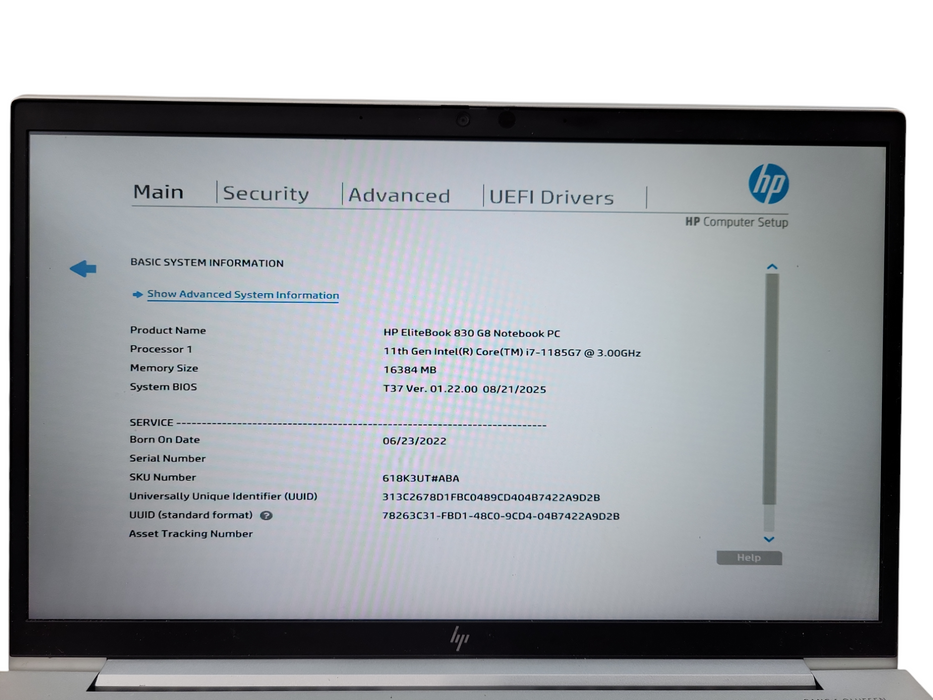 HP EliteBook 830 G8 Core i7-1185G7@2.6GHz 16GB RAM 256GB SSD ! Lap200