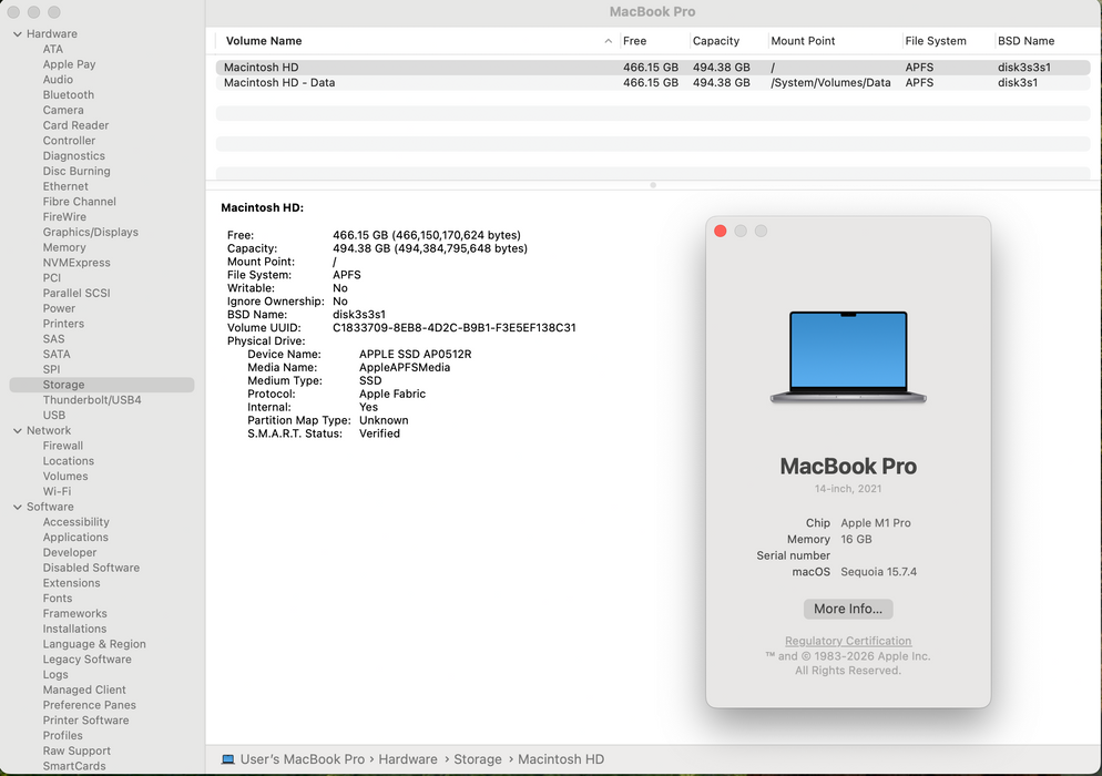 Apple MacBook Pro 2021 14" A2442 M1 Pro 16GB RAM 512GB Storage