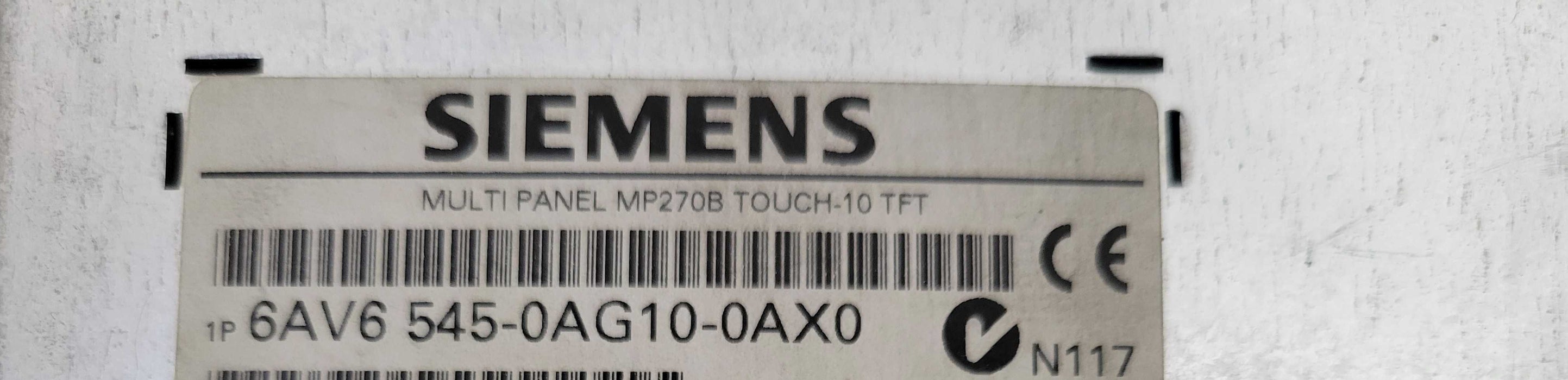 SIEMENS 6AV6 545-0AG10-0AX0 Simatic Multi Touch Panel MP270B Touch-10 TFT Q_
