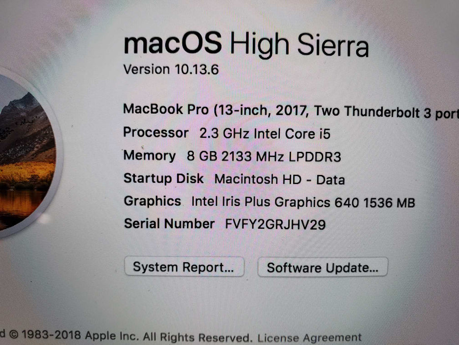 Apple MacBook Pro 2017 13" A1708 13" Retina i5 8GB 256GB SSD