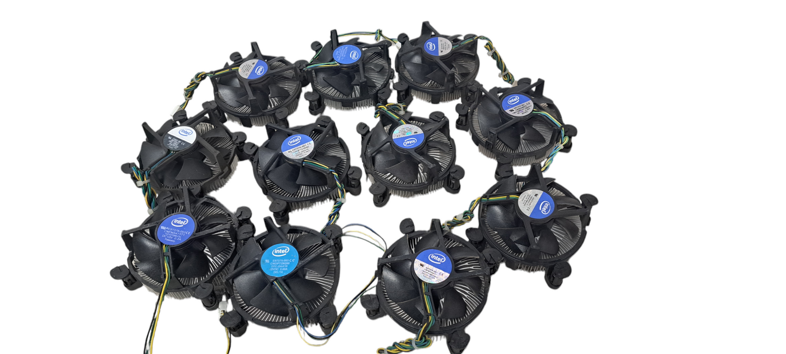 Lot of 11x Intel 4-Pin CPU Fan Heatsink | Assorted Models